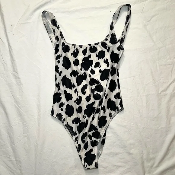 reformation cow print one piece low back swimsuit - Picture 2 of 4